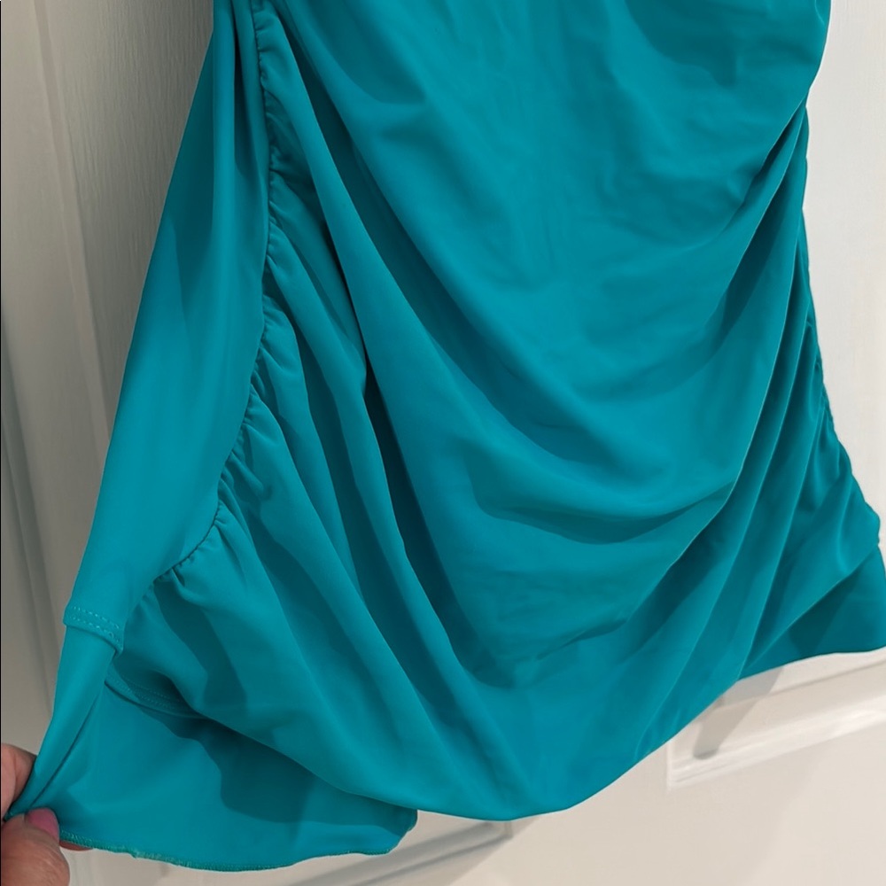 Teal Ruched Tankini Top - Picture 3 of 7